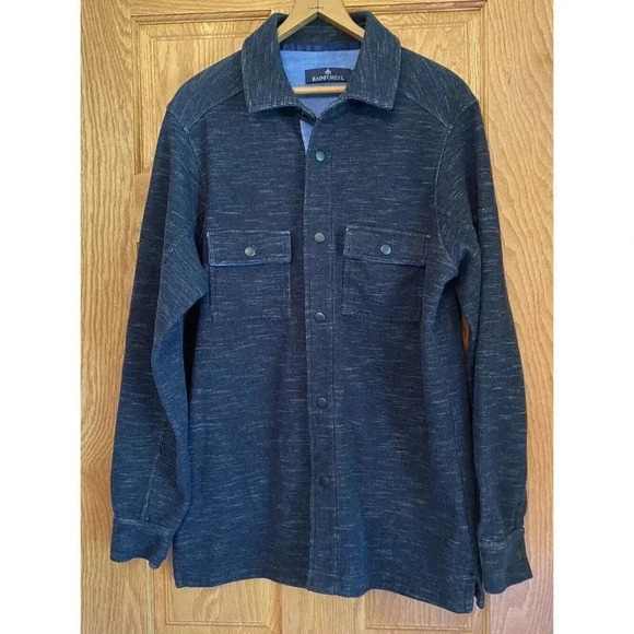 Rainforest Clothing Outdoor Chambray Shacket Thick Button Down Shirt Blue Medium - Picture 2 of 5